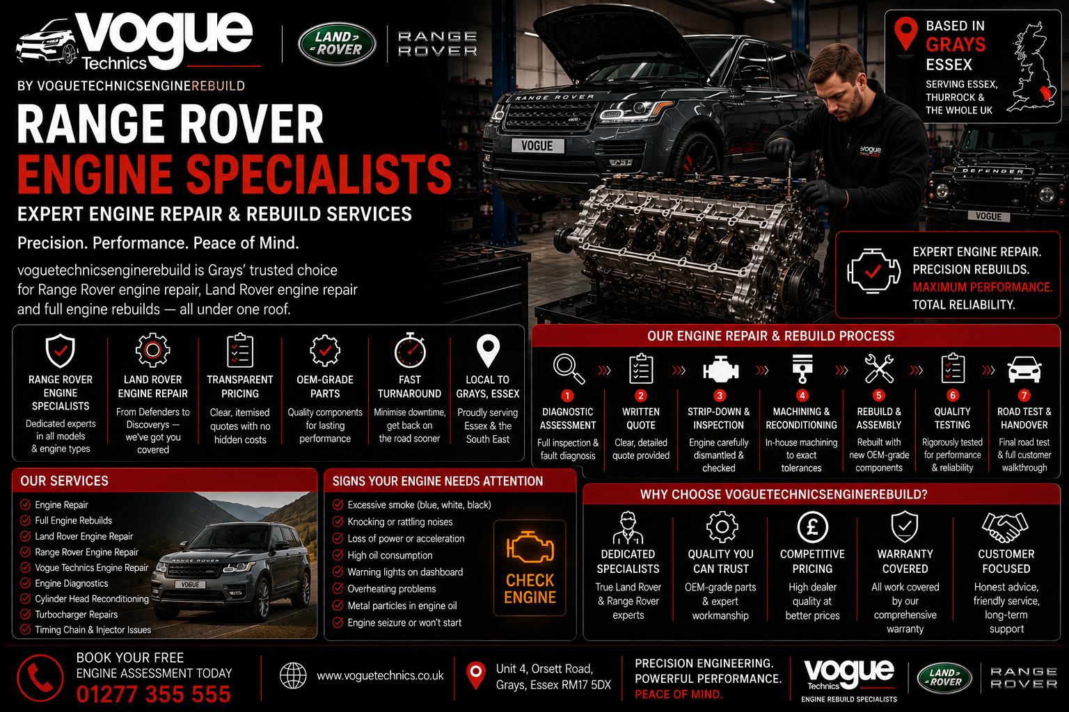 Range Rover Engine Specialists in Grays — Expert Engine Repair & Rebuild