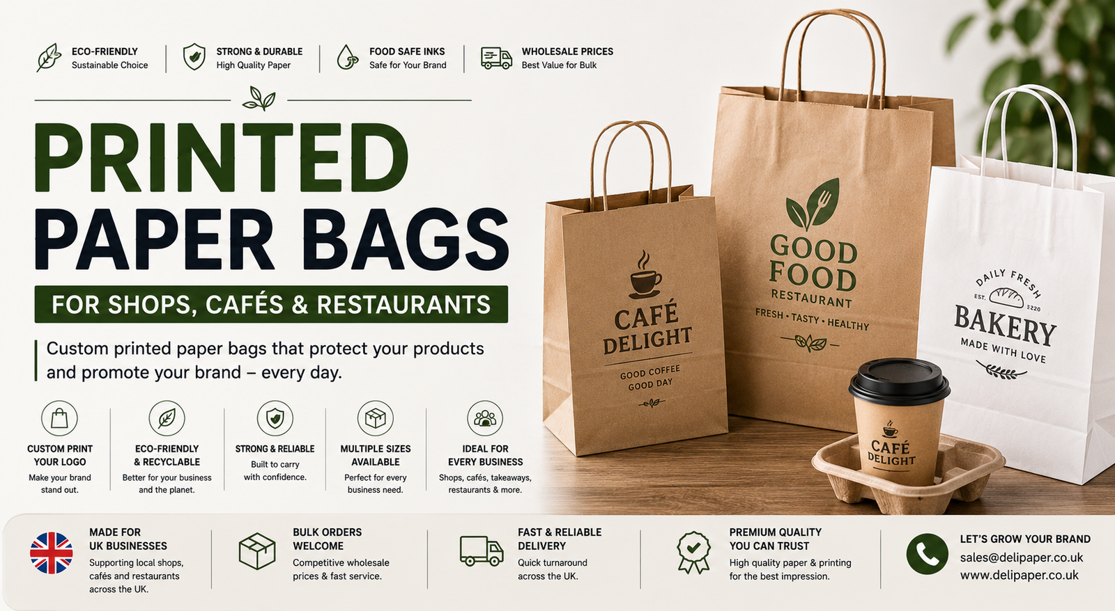 Printed Paper Bags for Shops, Cafés & Restaurants