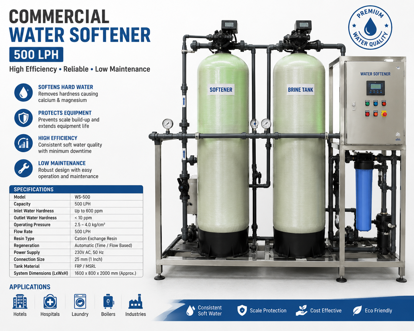 Commercial Water Softener 500 LPH: The Essential Water Treatment Solution for Businesses